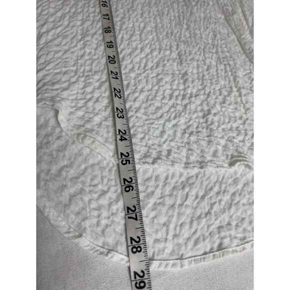 Jane & Delancey Women's Short Sleeve Tunic Top Large White Crinkle High Low Boho - Picture 6 of 6